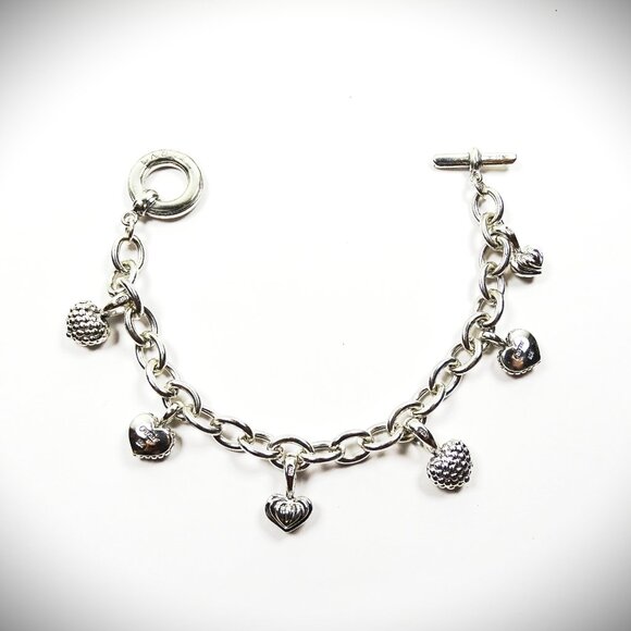 LAGOS Caviar Sterling Silver Six Heart Charms Chain Bracelet - Picture 4 of 10